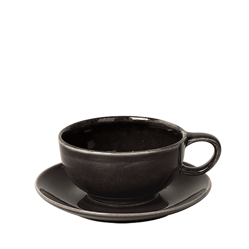 Nordic Coal Tea Cup & Saucer, 250ml, Black