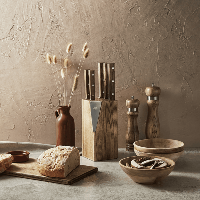 Hoxton Vintage 5 Piece Knife Block Set, Ash