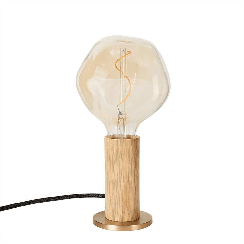 Knuckle Pendant Table lamp with voronoi bulb, H30 x D13cm, Oak & Brass