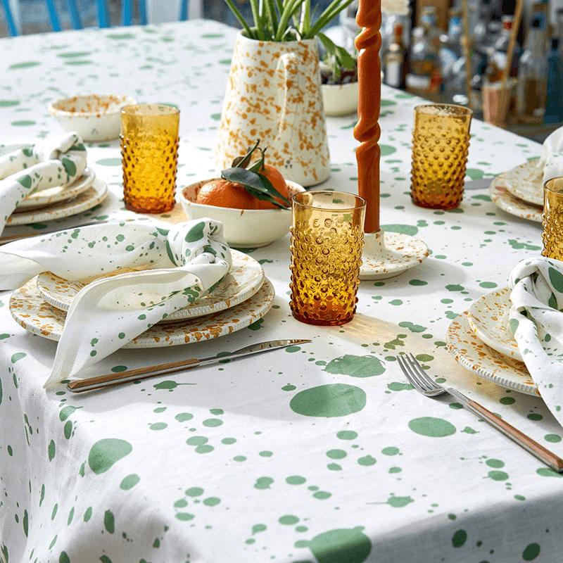 Splatter Tablecloth, W165 x L270cm, Smoke Green