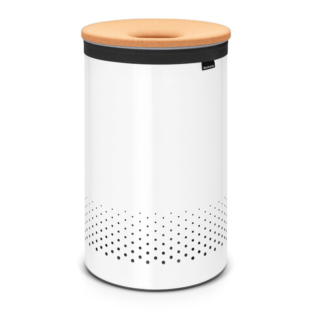Laundry bin, 60 litre, White With Cork Lid