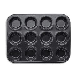 Image showing the Precision Plus 12 Hole Deep Muffin Tin, Black product.