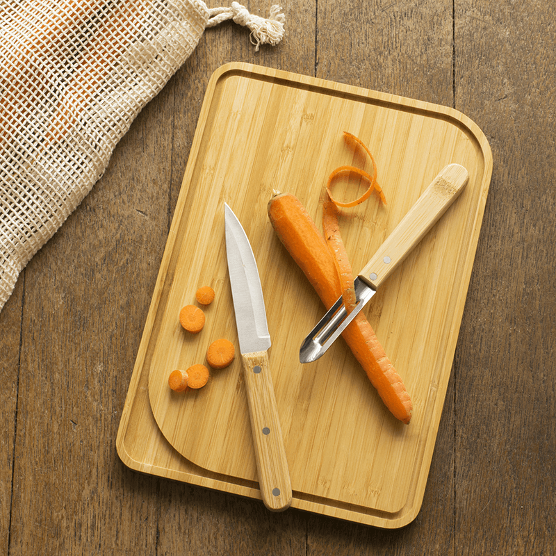 Chef Set Chopping Board, 28 x 20cm, Natural