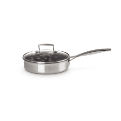 Image showing the Classic 3-ply Saute Pan with Non-Stick Poaching Insert, Stainless Steel product.