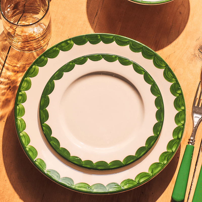 Scallop Dinner Plate Set of 2, D28cm, Green