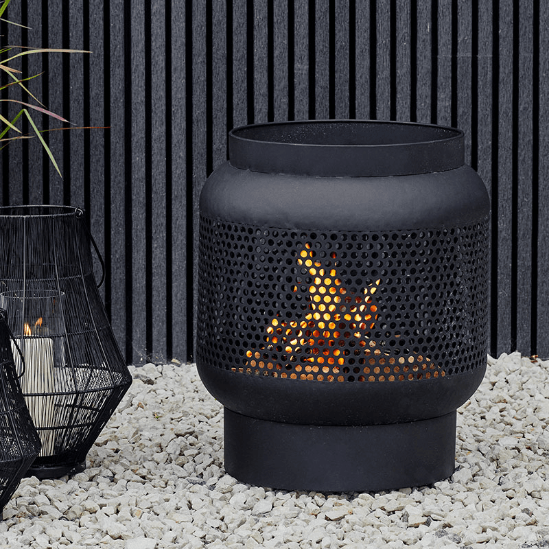 Outdoor Buttermere Tall Basket Fire Pit, W45cm, Black