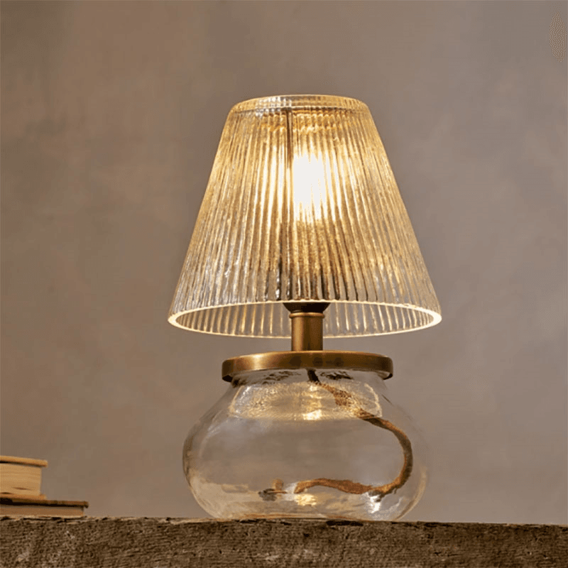 Dimalai Recycled Glass Table Lamp, H27cm, Clear