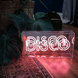 Image showing the Neon Box Disco Glass Sign, H38 x W19cm, Pink product.