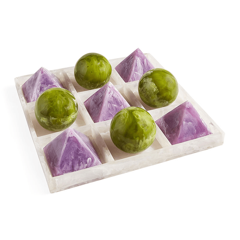 Mustique Tic Tac Toe Set, 27 x 27cm, Green & Lavender