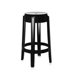 Image showing the Philippe Starck 2005 Charles Ghost Stool, H65cm, Glossy Black product.