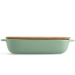 Image showing the Stoneware Dish with Bamboo Lid, 32cm, Pistachio product.