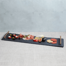 Image showing the Serving platter with handles, L60 x W15 x H4cm, slate/copper product.