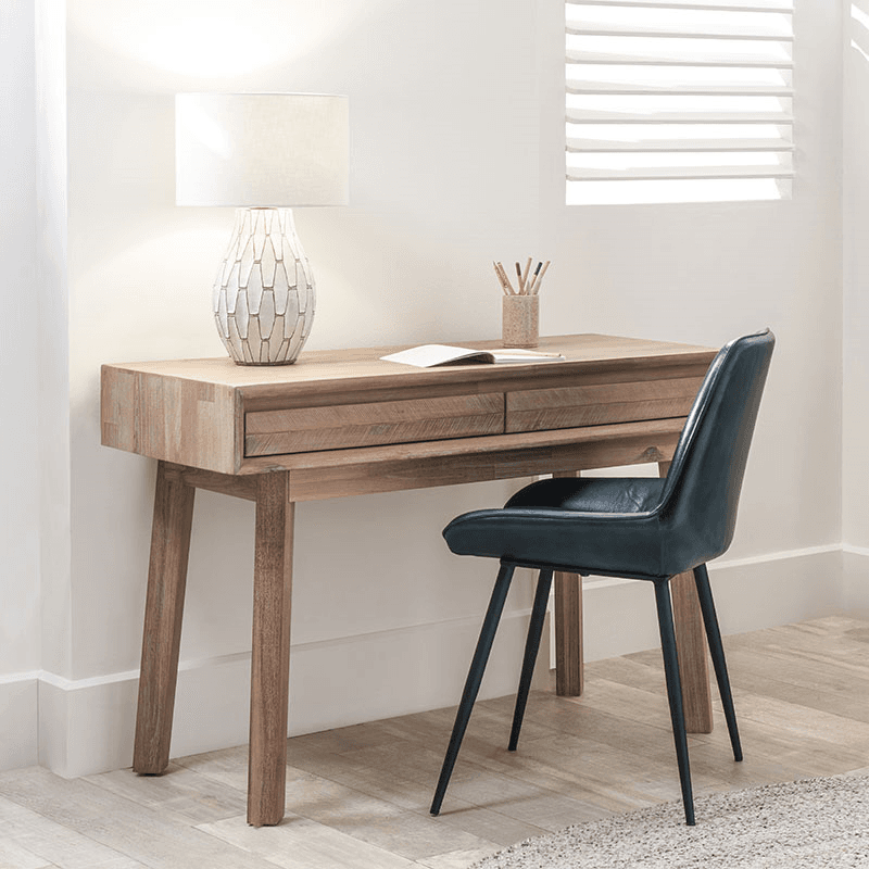 Kalmar 2 Drawer Desk, Acacia Wood
