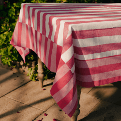 Image showing the Stripe Tablecloth, W160 x L200cm, Punch Pink product.