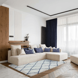 Image showing the Alto Moroccan Style Rug, 120 x 170cm, Cream & Blue product.