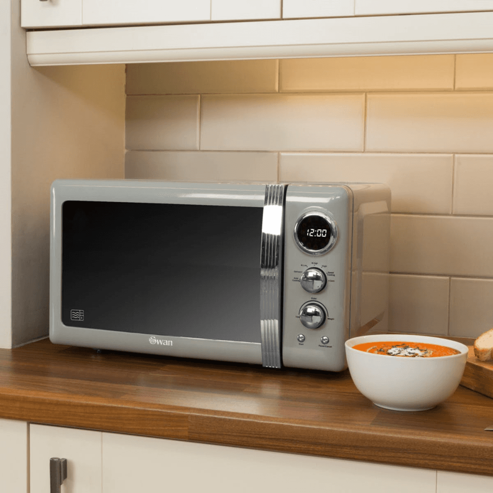 Retro 800W Digital Microwave, Grey