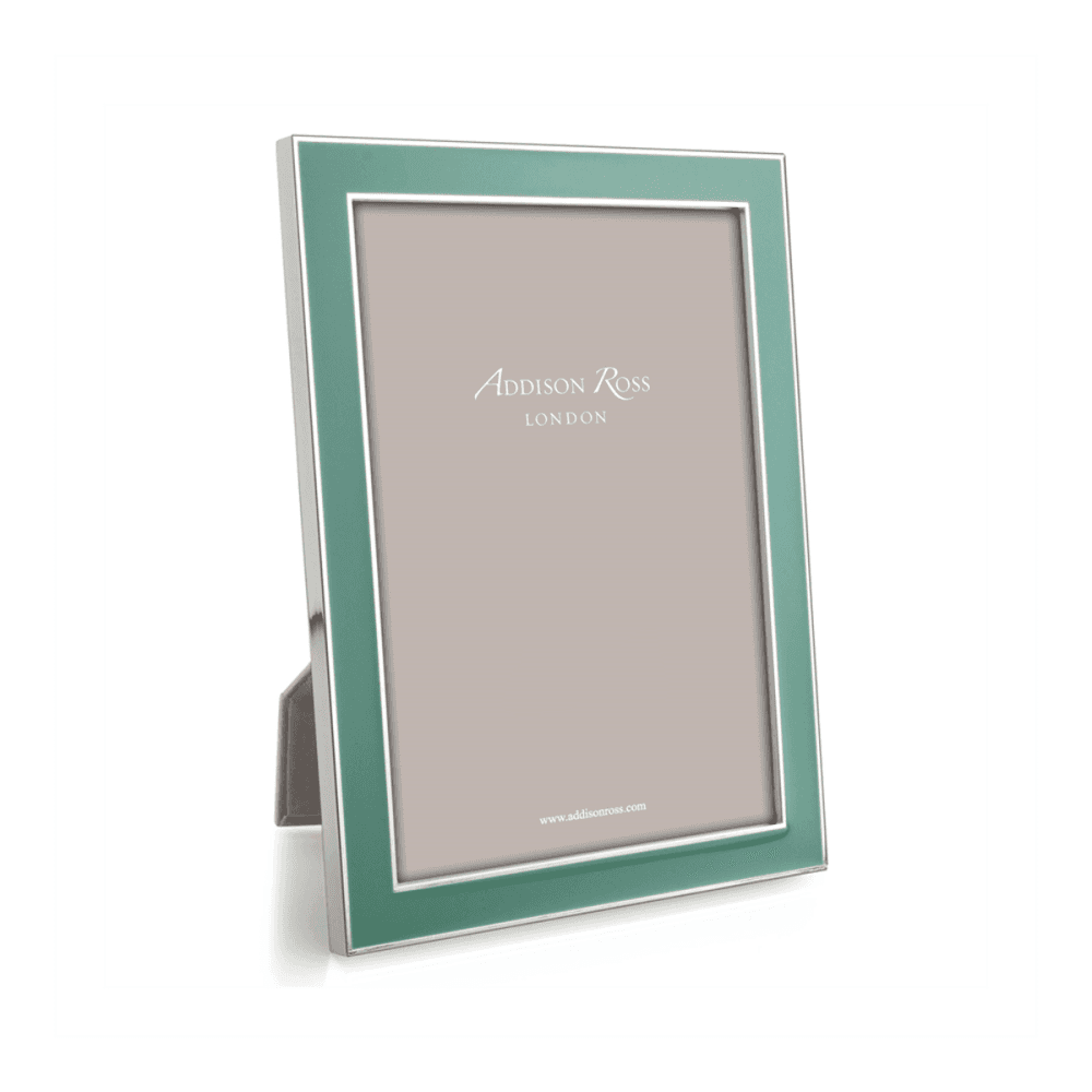 Enamel Range Photograph frame, 4 x 6" with 15mm border, Duck Egg With Silver Plate