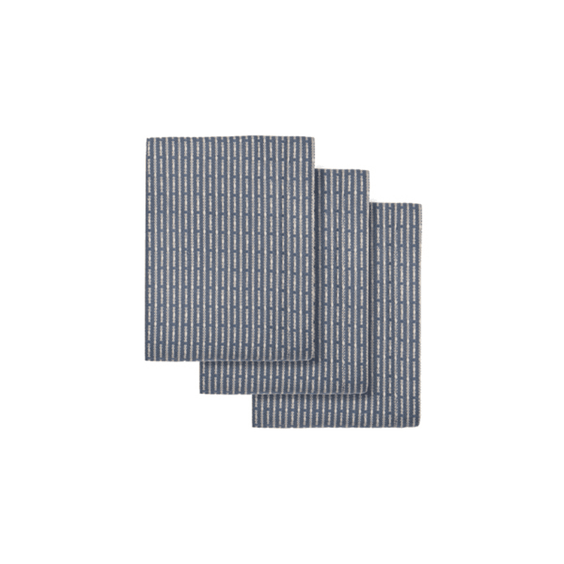 Piqué Set of 3 Kitchen Cloths, 18 x 35cm, Grey Blue Stone
