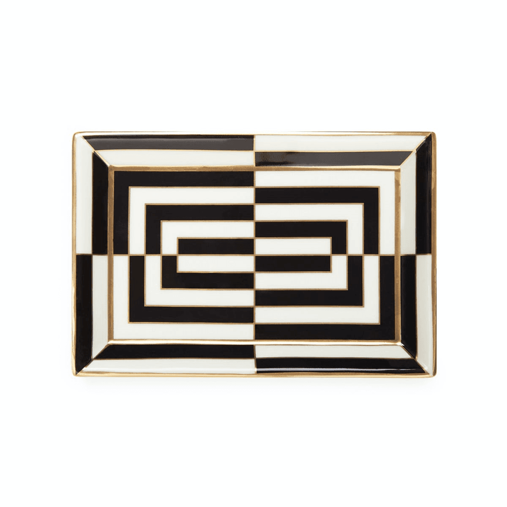 Op Art Rectangle tray, Black/White