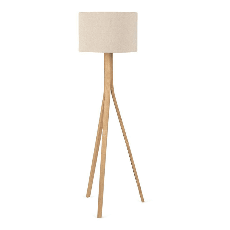 Baxter Wooden Floor Lamp with Shade, H152cm, Ash