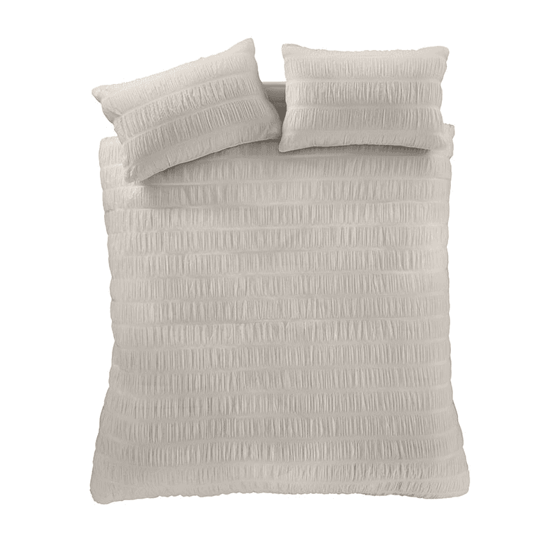 Seersucker Super King Duvet Set, Natural