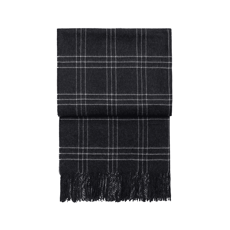 Superior Plaid Throw, H200cm x W130cm, Dark Grey/White