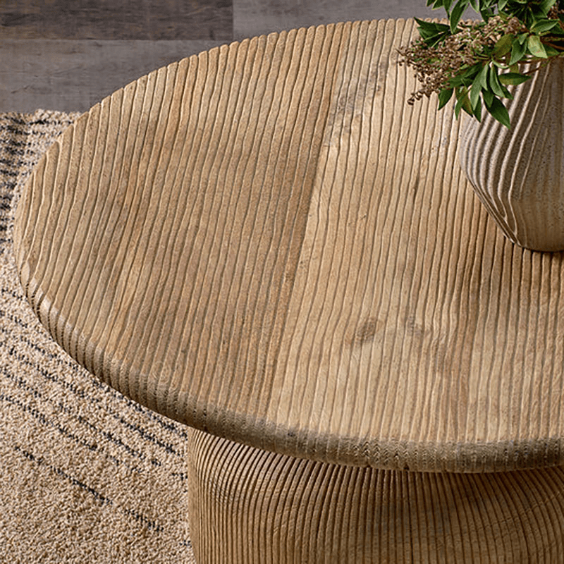 Vivan Grooved Wood Coffee Table, Natural