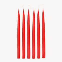 Image showing the Set of 6 Tapered Dinner Candles, H35cm, Ruby Red product.