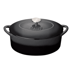 Image showing the Halo Cast Iron Oval casserole dish, D28cm, black product.