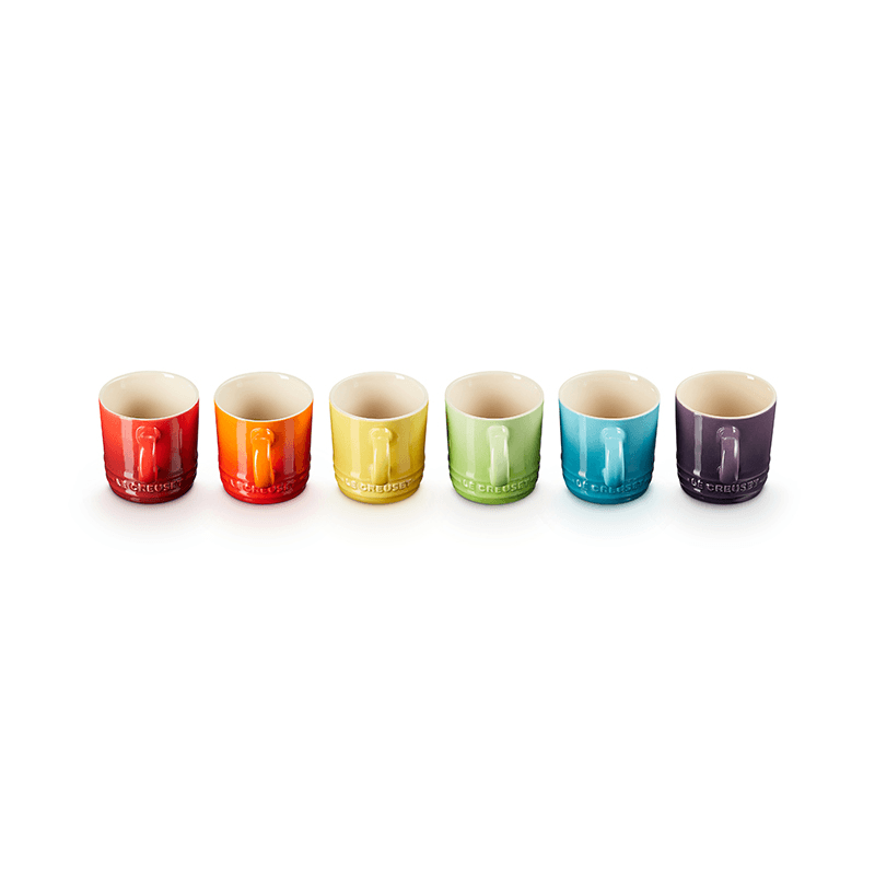 Stoneware Set of 6 espresso mugs, 100ml, Rainbow