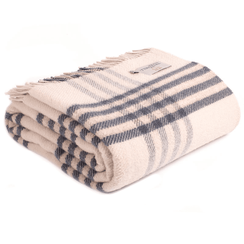 Hex Check Pure New Wool Throw, 150 x 240cm, Blue Slate