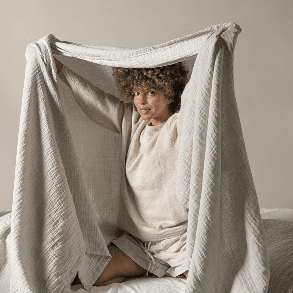 The linen & cotton throw, 250 x 250cm, Clay