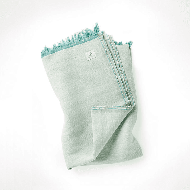 Organic Cotton Chambray Yoga Blanket, 230 x 150cm, Eucalyptus