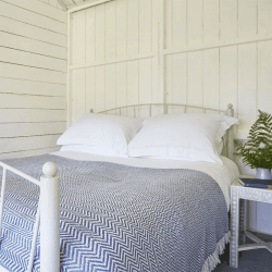 Image showing the Herringbone Blanket, 250cm x 130cm, Navy product.
