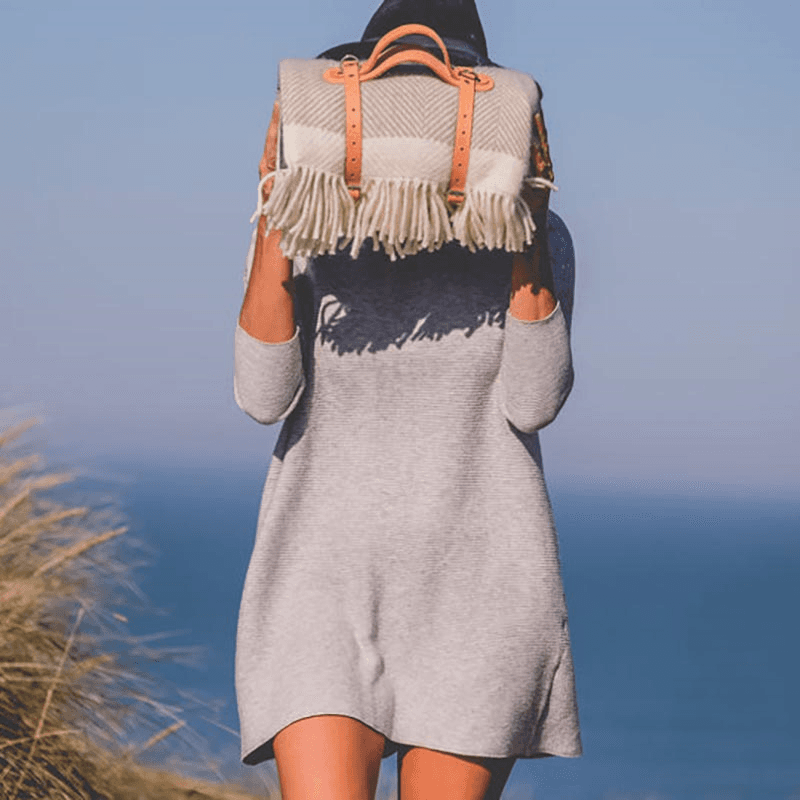 Herringbone Picnic Blanket, 130 x 200cm, Harbour Grey & Cream