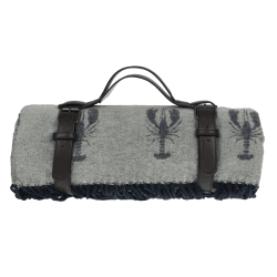 Image showing the Lobster Knitted picnic blanket, 145 x 145cm, Grey/Blue product.