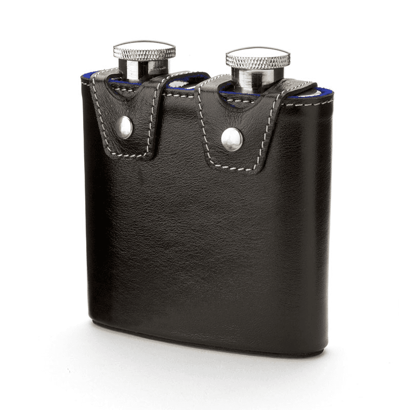 Double Hip Flask, H11.5 x W11.5cm, Black