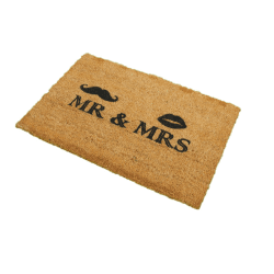 Image showing the Mr and Mrs Doormat, 60 x 40cm, Natural/Black product.