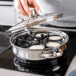 Image showing the Clearview Egg poacher with 6 compartments, 28cm, stainless steel product.