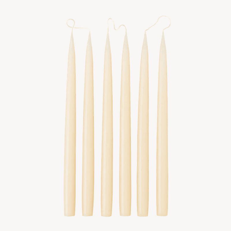 Set of 6 Tapered Dinner Candles, H35cm, Ivory