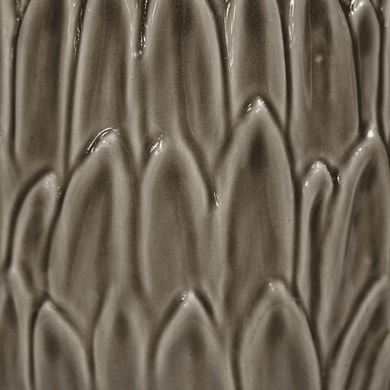 Arles Leaf Embossed Planter, D28cm, Brown