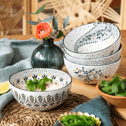 Image showing the Artisanne Noir Set of 2 Bowls, D22cm, Monochrome product.