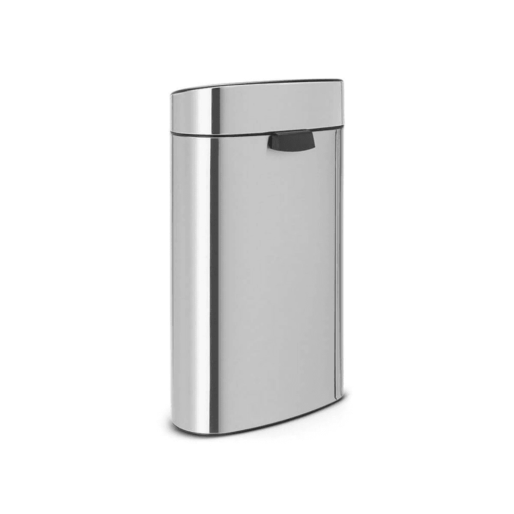 Plastic bucket touch bin, 40 litre, Matt Steel