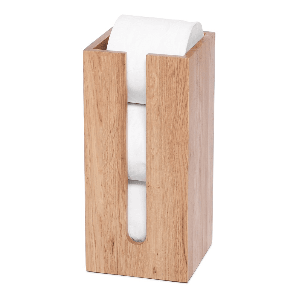 Mezza Loo roll holder box, H33.5 x W15.5 x D15.5cm, Oak