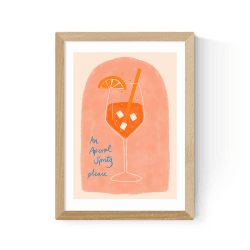 Image showing the Emmy Lupin Studio Aperol Print, A3, Oak Frame product.