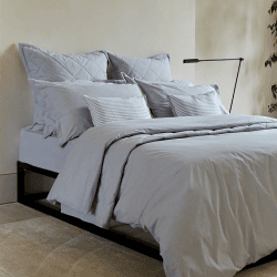 Image showing the Stornoway Chambray Fitted Sheet, Double, Silver product.