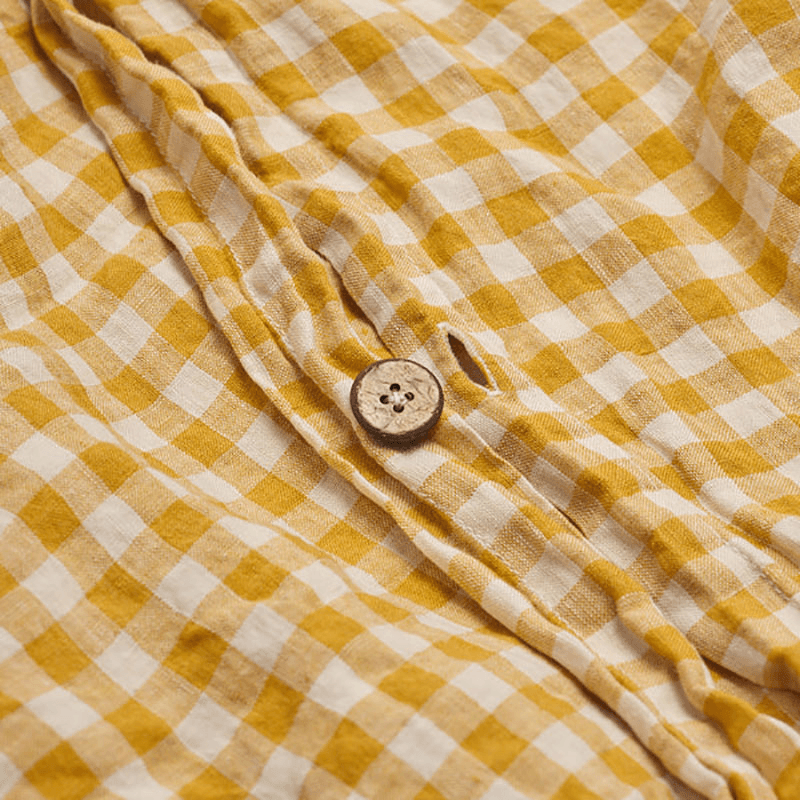 Gingham Linen Duvet Cover, Double, Honey