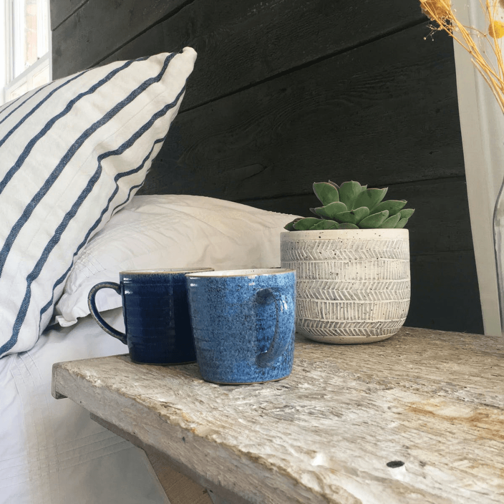 Studio Blue Set of 2 ridged mugs, 400ml, Blue