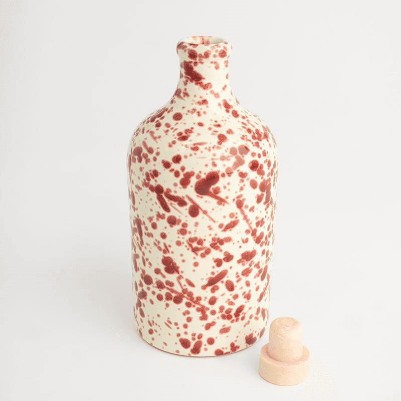 Splatter Ceramic Bottle, 750ml, Cranberry