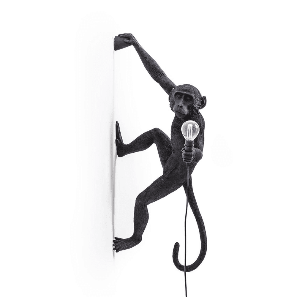 Monkey Right hand hanging lamp, H21 x W37cm, Black